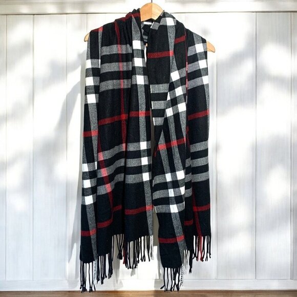 Royal Rossi 100% Cashmere Plaid Scarf With Fringe - Made In Inner Mongolia 38x29 - Picture 1 of 6